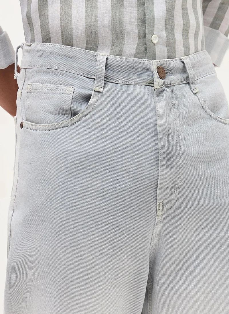 Urbano Fashion  Urbano Fashion Men's Ice Grey Loose Baggy Fit Heavy Washed Faded Denim Jeans Non-Stretchable for Men | Best Price UAE